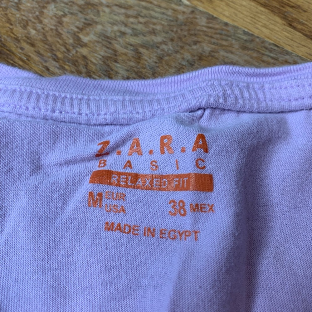 ZARA Basic Pink V-Neck Short Sleeve Tee - Relaxed Fit M - Picture 3 of 7